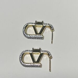 Gold and Silver V Hoop Earrings - Elegant Two-Tone